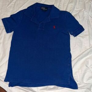 Kids blue polo by Ralph Lauren collared shirt with a red horse faded​